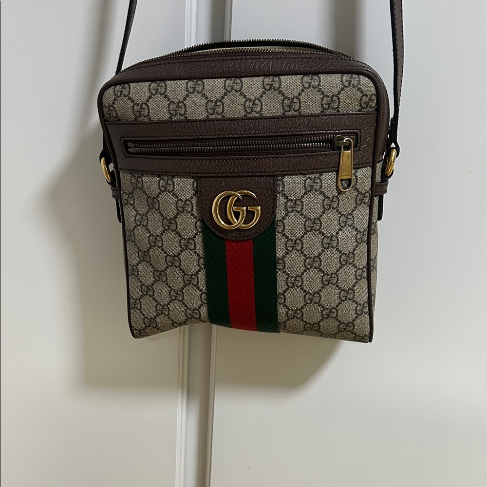 Gucci Beige and Brown Ophidia GG Small Supreme Canvas Messenger Bag
